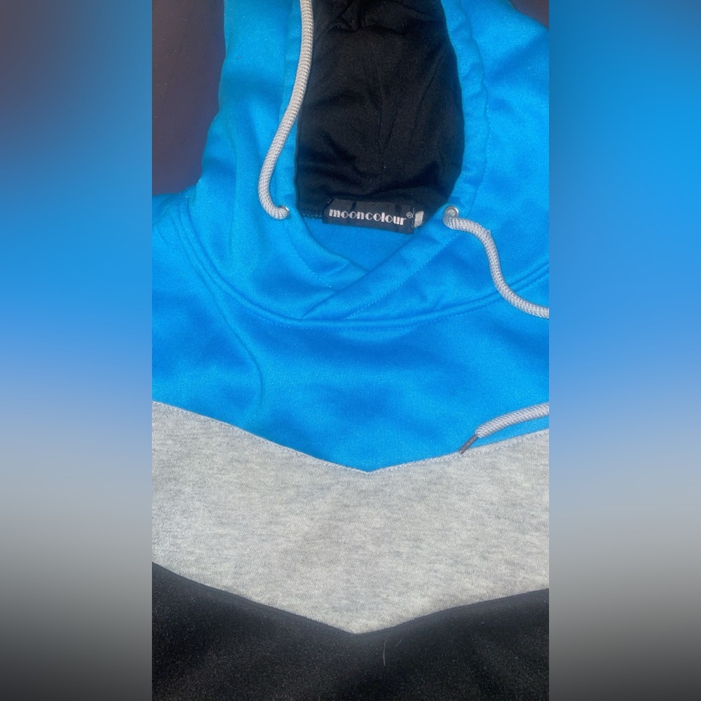 Stylish Black and Blue Men's Hoodie size small